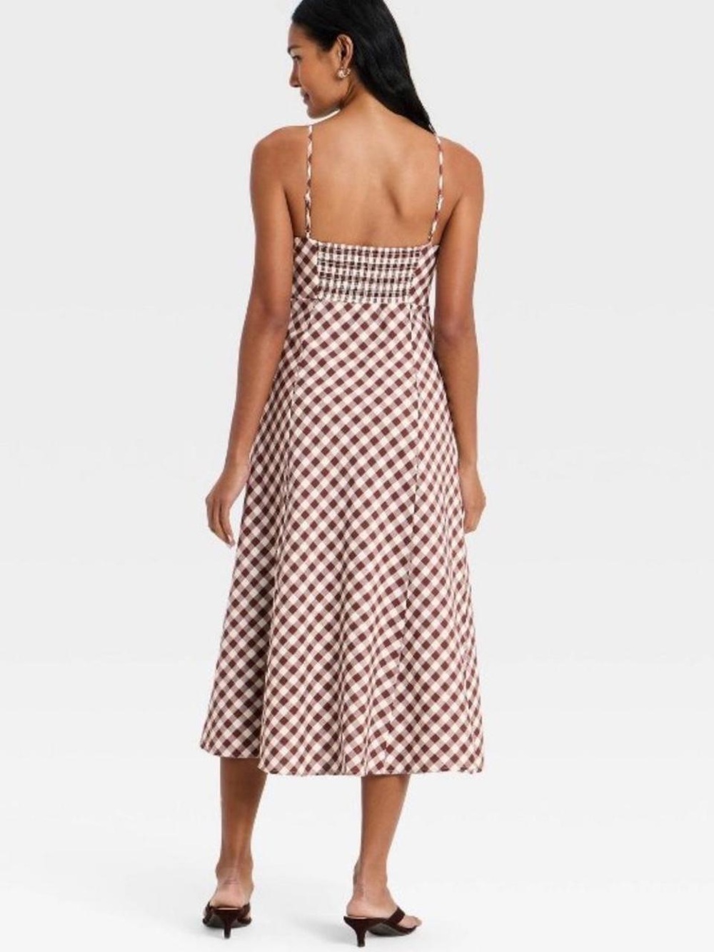 A New Day - Women’s Brown Gingham Cotton Maxi Dress 💕 - Picture 2 of 6